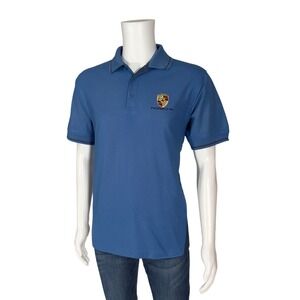 Devon & Jones Porsche Polo Shirt Mens M Blue Excellent Short Sleeve Mesh